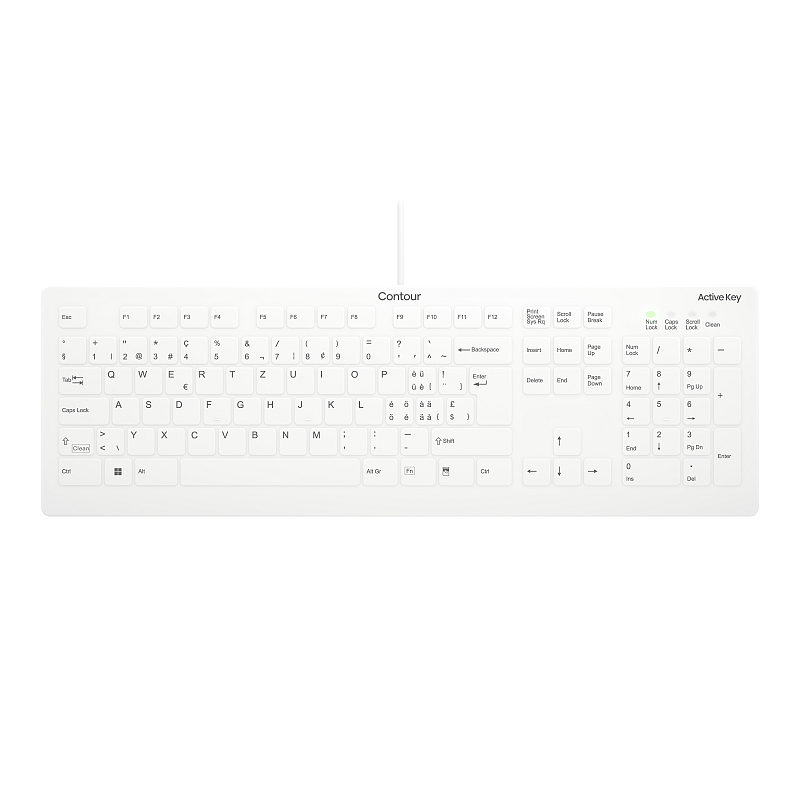 Contour Design Active Key AK-C8112 Tastatur Medizinisch USB QWERTZ Schweiz Weiß