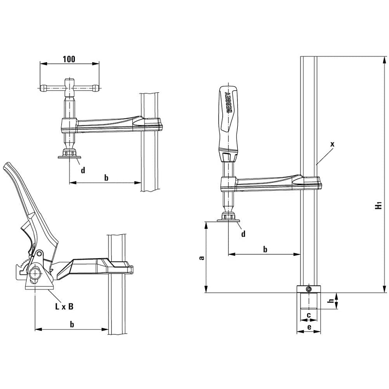 BESSEY TW16-20-10K Schraubzwinge Platin