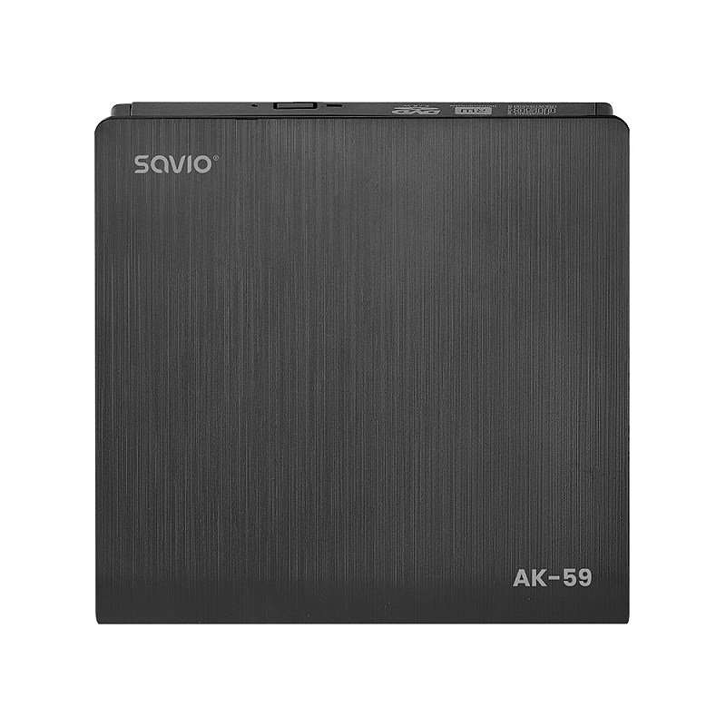 Savio AK-59 External slim CD/DVD Recorder R/RW - USB-C/USB-A black Optisches Laufwerk DVD±RW Schwarz