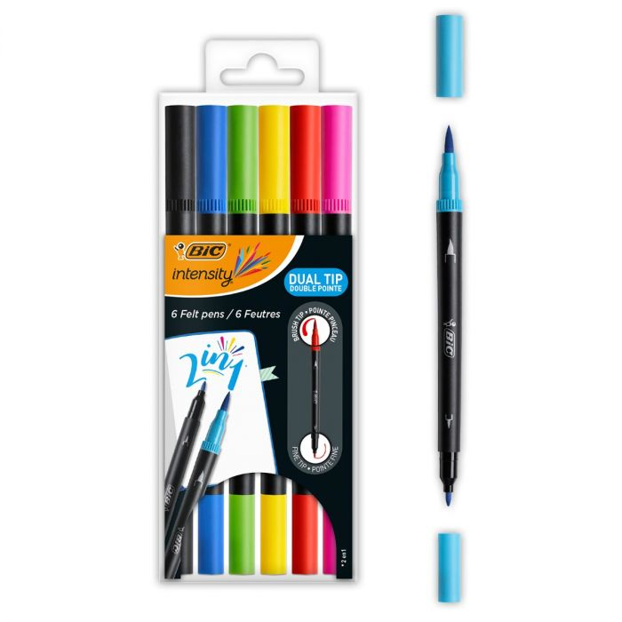 BIC Intensity Dual Tip Filzstift Schwarz, Blau, Grün, Violett, Rot, Gelb 6 Stück(e)