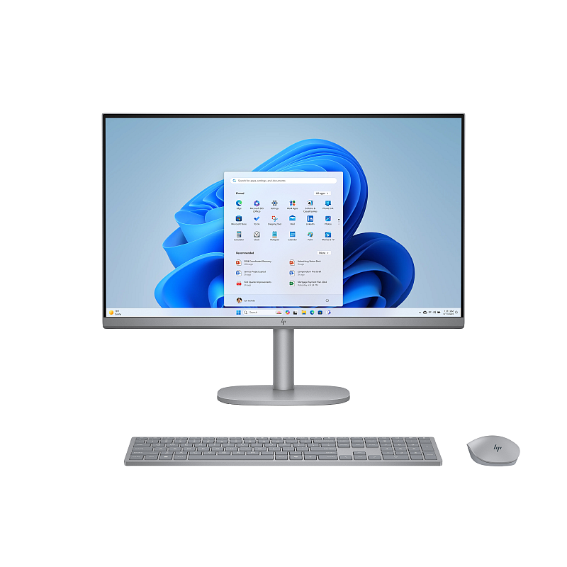 HP OmniStudio X 27-cs0077ng Intel Core Ultra 7 155H 68,6 cm (27") 3840 x 2160 Pixel All-in-One-PC 32 GB DDR5-SDRAM 2 TB SSD Windows 11 Home Wi-Fi 7 (802.11be) AI PC Silber