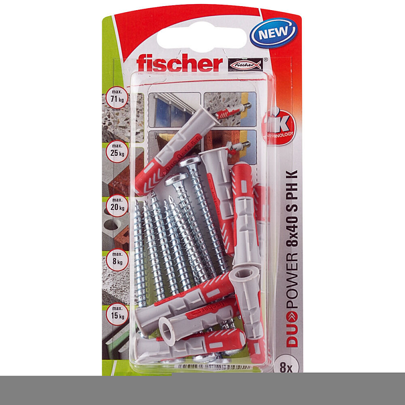 Fischer 535480 Schraubanker/Dübel 8 Stück(e) Schrauben- & Dübelsatz 40 mm