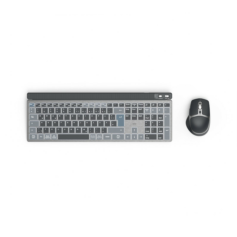 Hama WKM-750 Tastatur Maus enthalten Heimbüro Bluetooth QWERTZ Deutsch Anthrazit, Schwarz, Blau