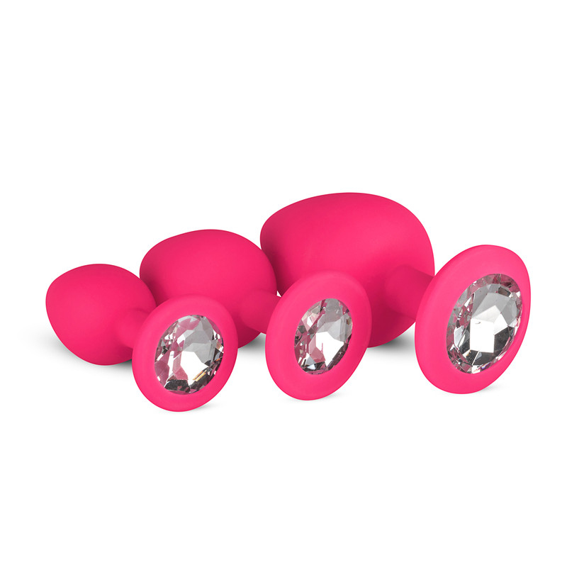 EasyToys ET603PNK Anal-Sexspielzeug Stumpfstopfen-Satz Pink, Silber Silikon 3 Stück(e)