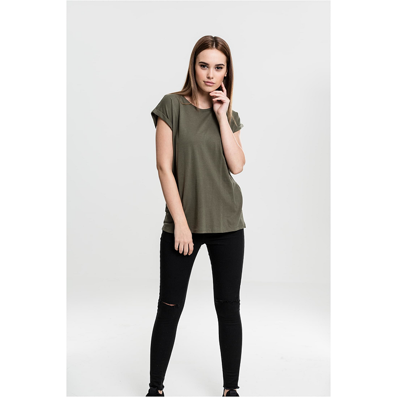 Urban Classics Ladies Extended Shoulder Tee T-Shirt Rundhals Kurzärmel Baumwolle, Trikot