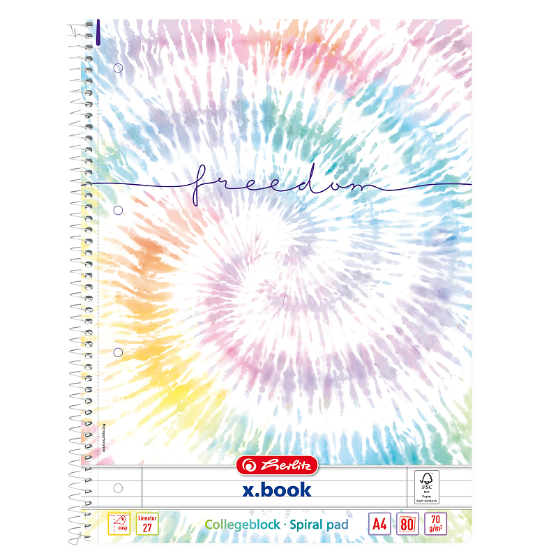 Herlitz New Batik Freedom Notizbuch A4 80 Blätter Mehrfarbig