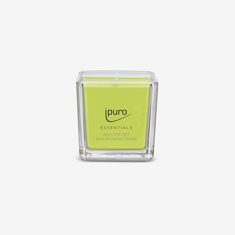 ipuro ESSENTIALS lime light Wachskerze Quadratisch Bergamotte, Geranium, Jasmin, Citronella, Maiglöckchen, Litsea cubeba, Orange, Orangenblüte, Vanille, Eisenkraut Limette 1 Stück(e)