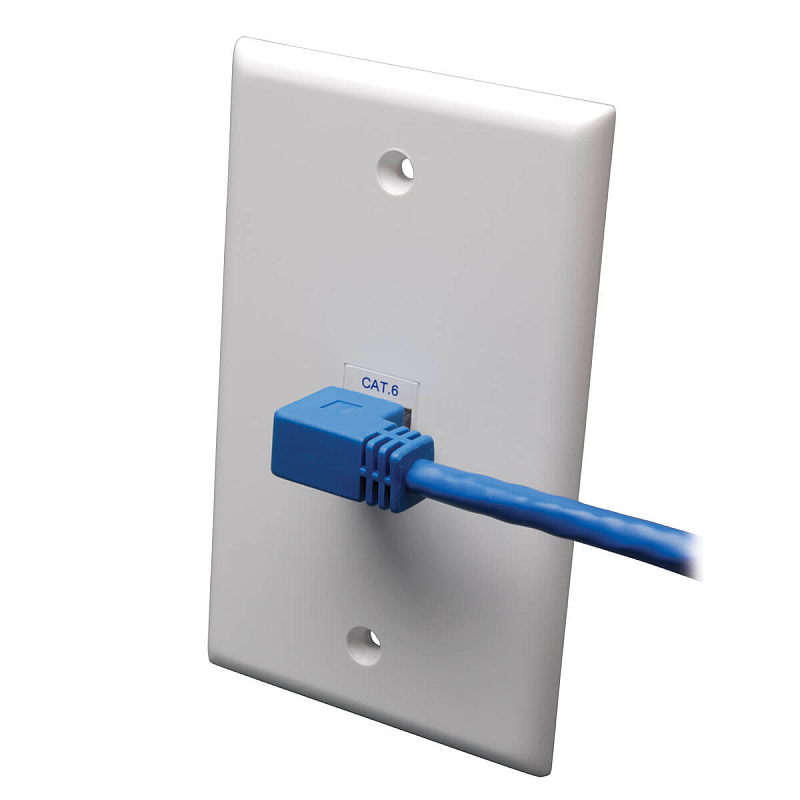 Tripp Lite N204-003-BL-RA Rechtwinkliges, anvulkanisiertes Cat6-Gigabit-UTP-Ethernet-Kabel (RJ45 rechts abgewinkelter Stecker auf RJ45 M), blau, 1 m.