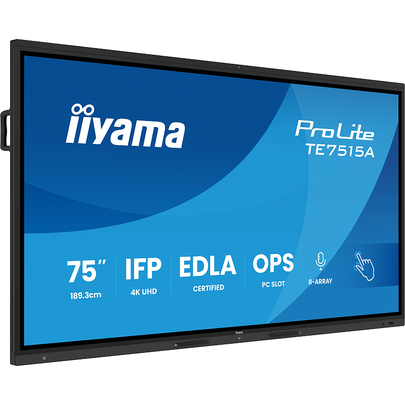 iiyama TE7515A-B1AG Signage-Display Interaktiver Flachbildschirm 190,5 cm (75") WLAN 550 cd/m² 4K Ultra HD Schwarz Touchscreen Eingebauter Prozessor Android