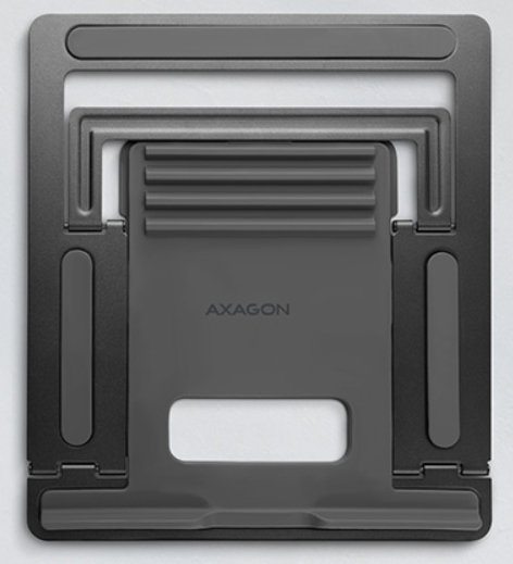 Axagon STND-L Metallständer für Laptops und Tablets der Größe 10"–17.3". Vier verstellbare Positionen. Graue Version.