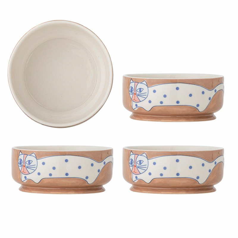 Bloomingville Missy Schüssel-Set 0,75 l Rund Steingut Blau, Braun, Weiß 4 Stück(e)