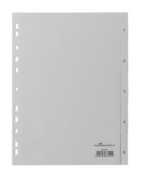 Durable 650510 Tab-Register Numerischer Registerindex Polypropylen (PP) Grau
