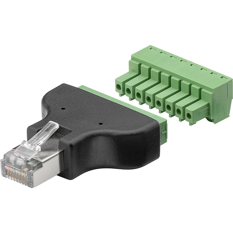 Goobay 76736 Kabeladapter Terminal Block 8-pin RJ-45 (8P8C) Schwarz
