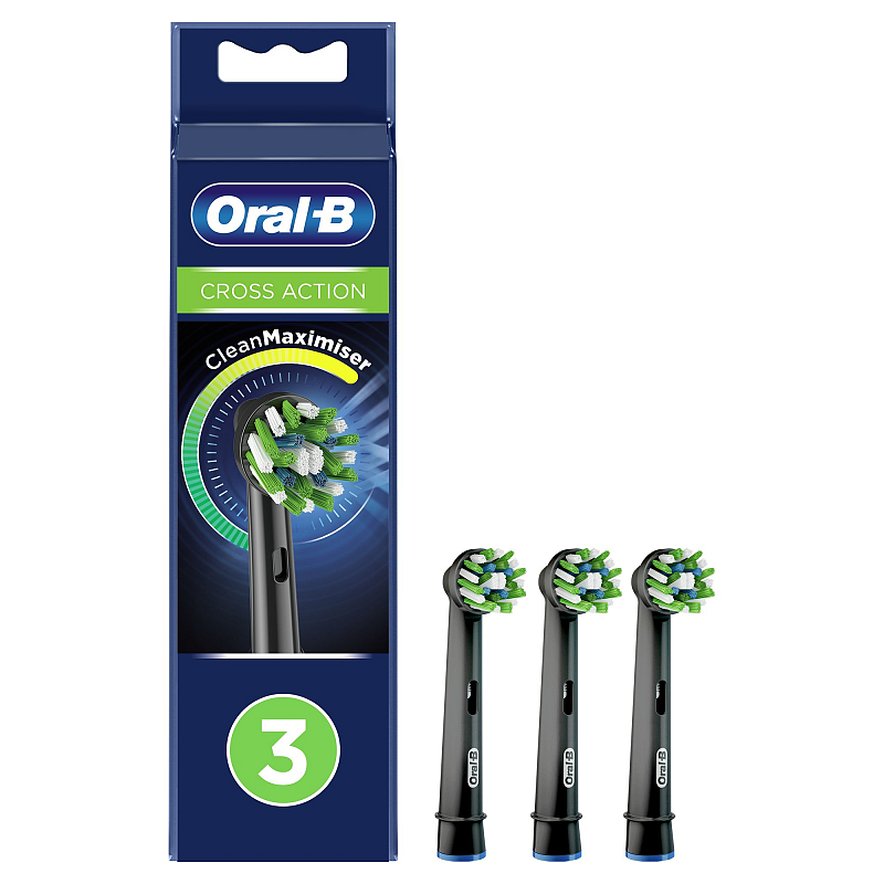 Oral-B CrossAction 80339540 Elektrischer Zahnbürstenkopf 3 Stück(e) Schwarz
