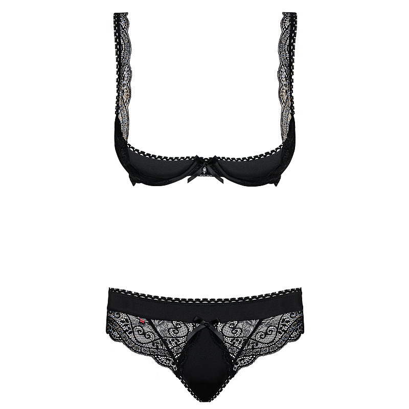 Obsessive Miamor S/M Wäsche-Set Schwarz, Durchscheinend Elastan, Polyamid