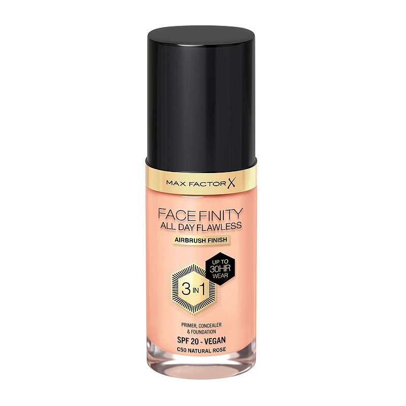 Max Factor Facefinity All Day Flawless 3 in 1 Pumpenflasche Creme C50 Natural Rose