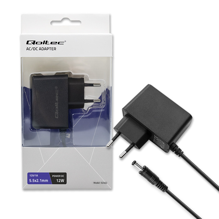 Qoltec 52402 Netzteil & Spannungsumwandler Drinnen 12 W Schwarz