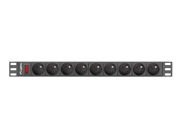 Lanberg PDU-09E-0300-BK Stromverteilereinheit (PDU) 9 AC-Ausgänge 1U Schwarz