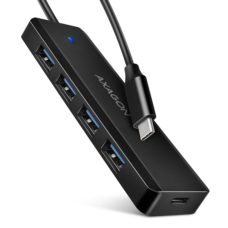 Axagon HUE-C1C 4x USB 5Gbps TRAVEL hub, USB-C Netzanschluss, 19cm USB-C Kabel