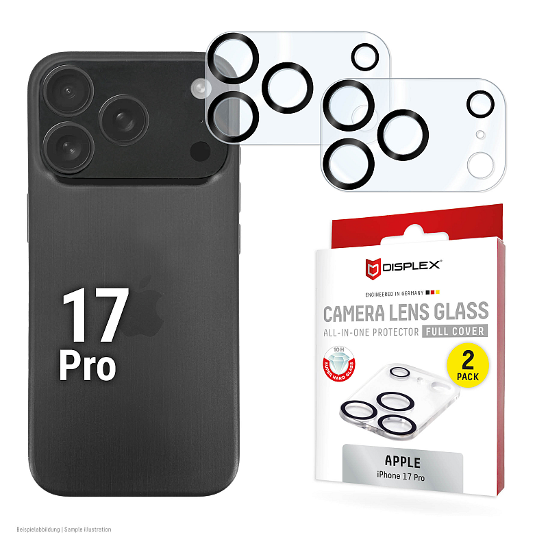 Displex Full Cover Camera Lens Glass, Apple iPhone 17 Pro, Kamera Schutzglas, 10H, Quick Mount, 2 Stück