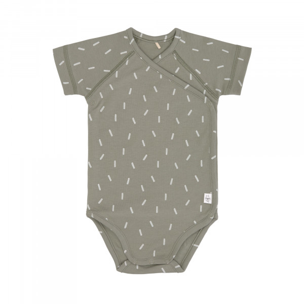 Lässig Baby Wickelbody Kurzarm GOTS - Cozy Colors, Speckles Olive (0 - 6 Monate)