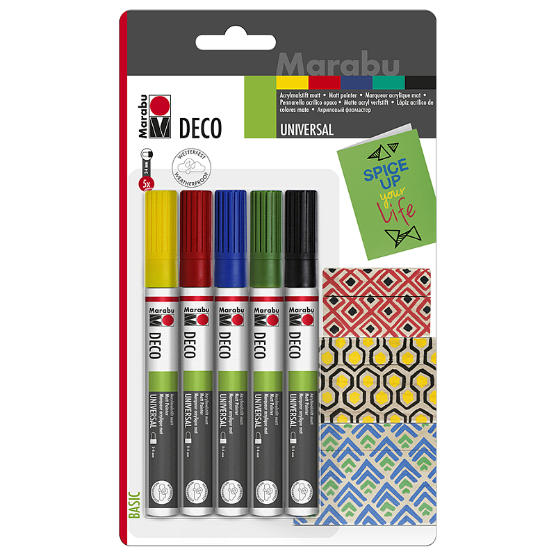 Marabu 0122000000081 Schwarz, Blau, Minze, Rot, Gelb 5 Stück(e)