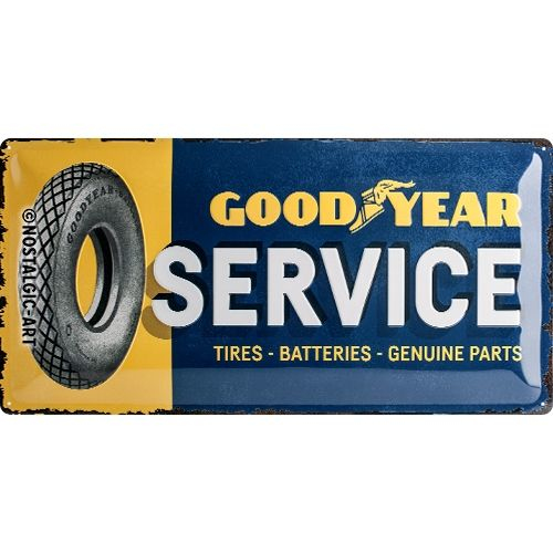 Nostalgic Art Goodyear Service Dekoratives Schild & Tafel für drinnen Metall Blau, Gelb