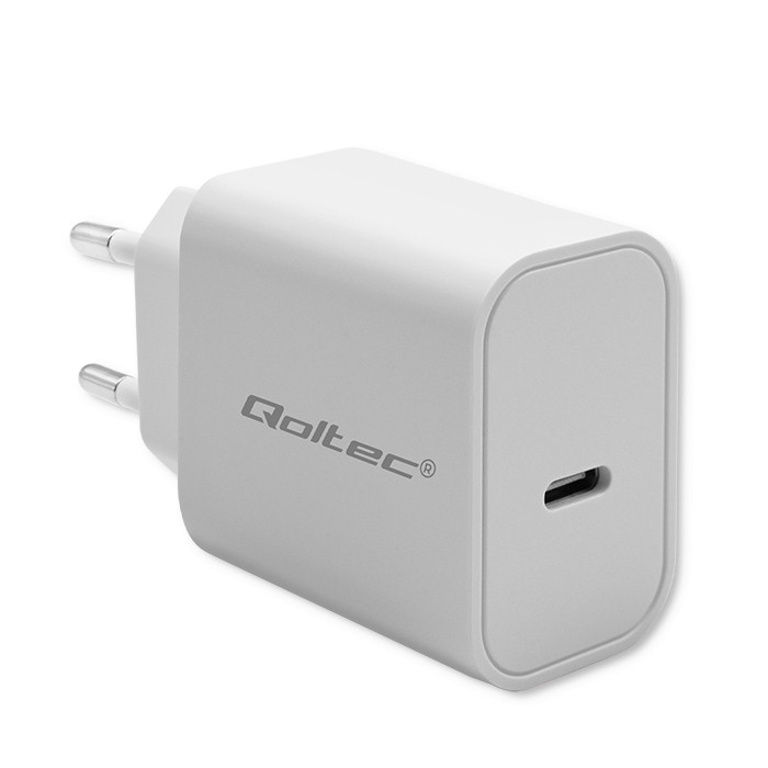 Qoltec 52375 Ladegerät für Mobilgeräte Kopfhörer, Laptop, Tragbare Spielekonsole, Powerbank, Smartphone, Smartwatch, Tablets Weiß AC Schnellladung Drinnen