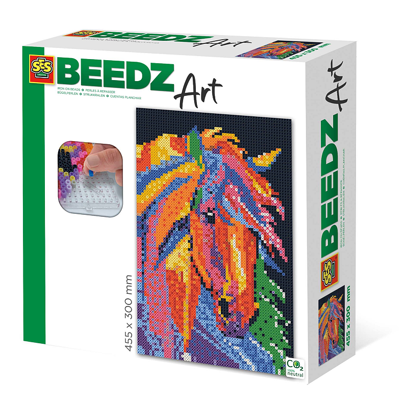 SES Creative Beedz art 06008 - Fantasie Pferd Bügelperlen Set – 7000 Perlen, 6 Stiftplatten, Fördert Kreativität, Für Kinder ab 7 Jahren