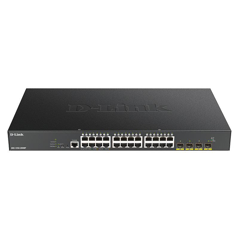 D-Link DGS-1250-28XMP Managed L3 Gigabit Ethernet (10/100/1000) Power over Ethernet (PoE) Schwarz