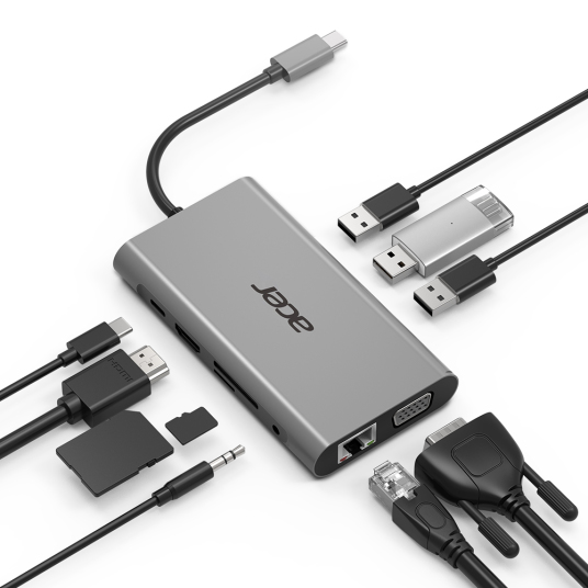 Acer HP.DSCAB.002 laptop-dockingstation & portreplikator USB 3.2 Gen 1 (3.1 Gen 1) Type-C Silber