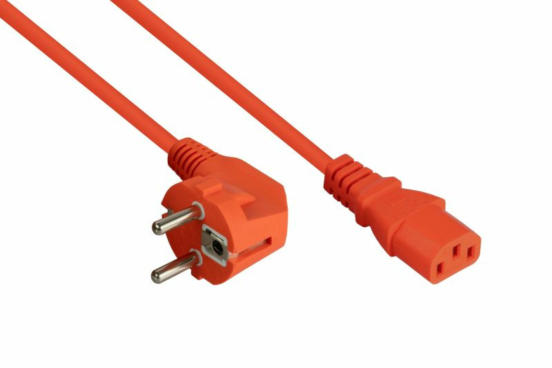 Kabelmeister SK0130-O100 Stromkabel Orange 10 m Netzstecker Typ E+F C13-Koppler