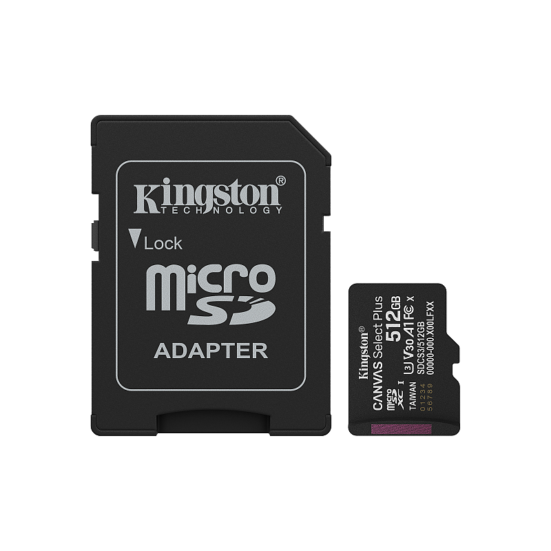 Kingston Technology 512GB microSDXC Canvas Select Plus Gen3 150MB/s A1 (Einschließlich SD Adapter)