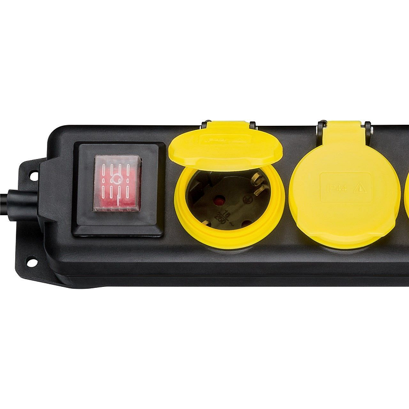 Goobay 45194 Verlängerungskabel 3 m 5 AC-Ausgänge Drinnen/Draußen Schwarz, Gelb