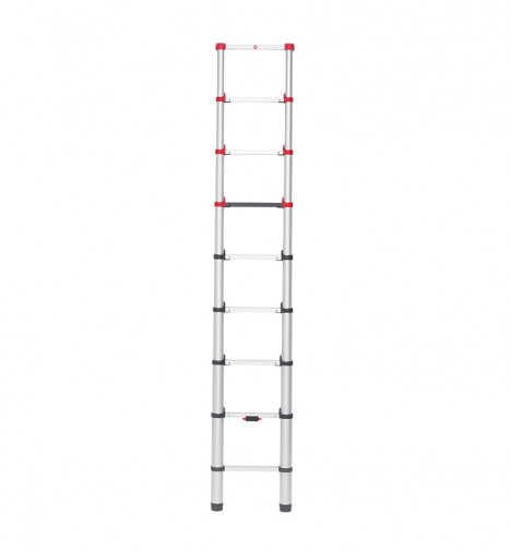 Hailo 7113-092 Leiter Teleskop-Leiter Aluminium, Schwarz, Rot