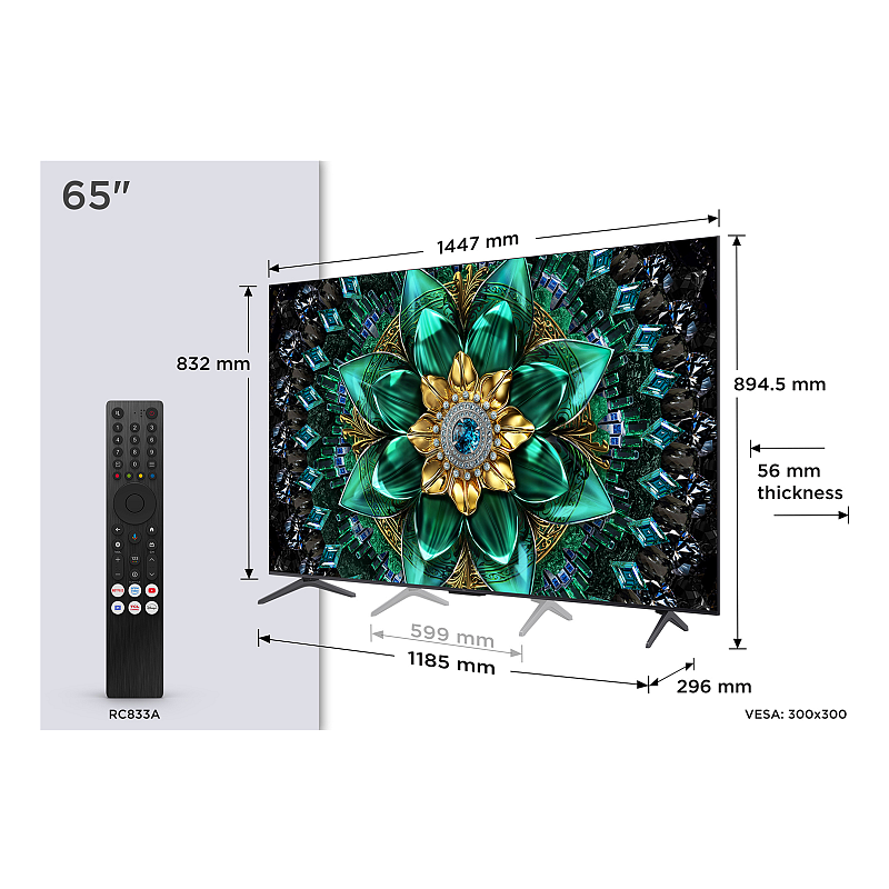 TCL Q6C 65Q6C Fernseher 165,1 cm (65") 4K Ultra HD Smart-TV WLAN Metallisch