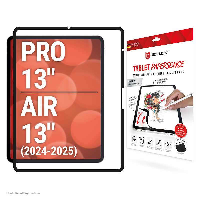 Displex TABLET PAPERSENSE für iPad Pro 13'' (2024)/Air 13'' (2025/2024), wiederablösbare Schreibfolie und Zeichenfolie mit Paper Feeling