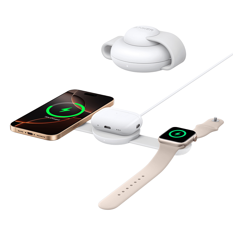 Anker B25M8H21 Ladegerät für Mobilgeräte Kopfhörer, Kopfhörer, Smartphone, Smartwatch Weiß Kabelloses Aufladen Schnellladung Drinnen