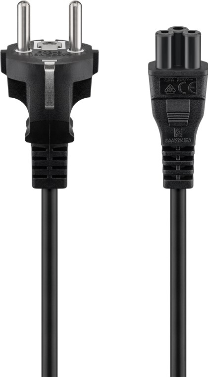 Goobay 93586 Stromkabel Schwarz 1,8 m Netzstecker Typ F C5-Koppler