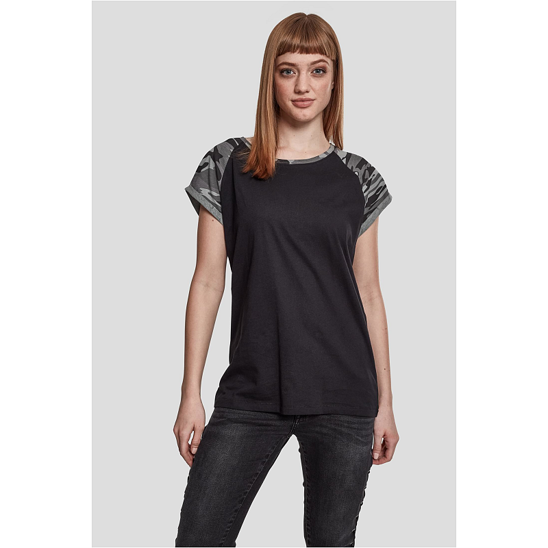 Urban Classics Ladies Contrast Raglan Tee T-Shirt Rundhals Kurzärmel Baumwolle, Viskose