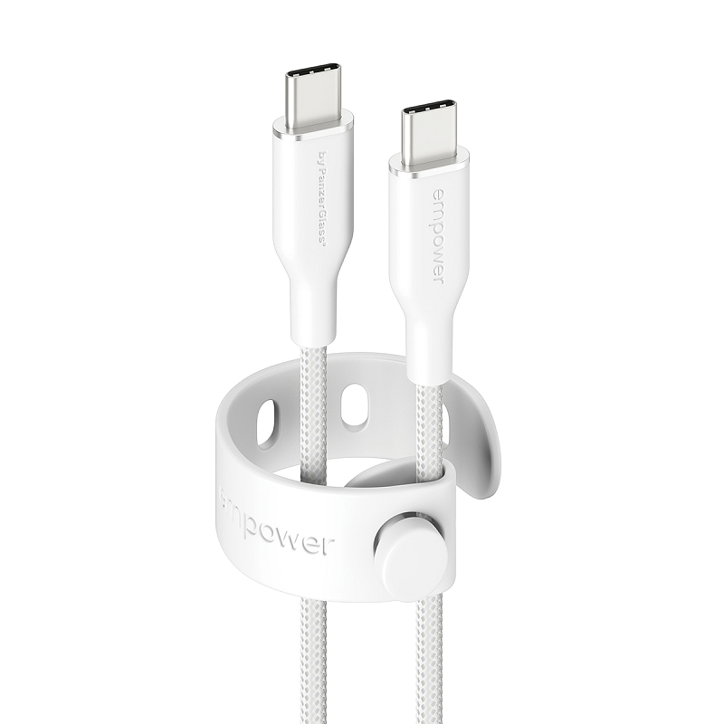 PanzerGlass empower™ by ® Racing 60W USB-C to USB-C Kabel | USB 2.0 | 2M | Silber Weiss