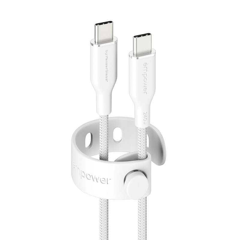 PanzerGlass empower™ by ® Racing 240W USB-C to USB-C Kabel | USB 2.0 | 1.2M | Silber Weiss