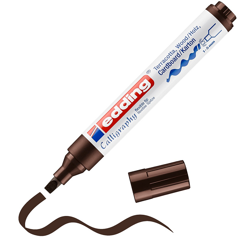 Edding 1455 Kalligrafiemarker mit flexibler Spitze dunkelbraun, Kalligrafie Spitze 1-5 mm