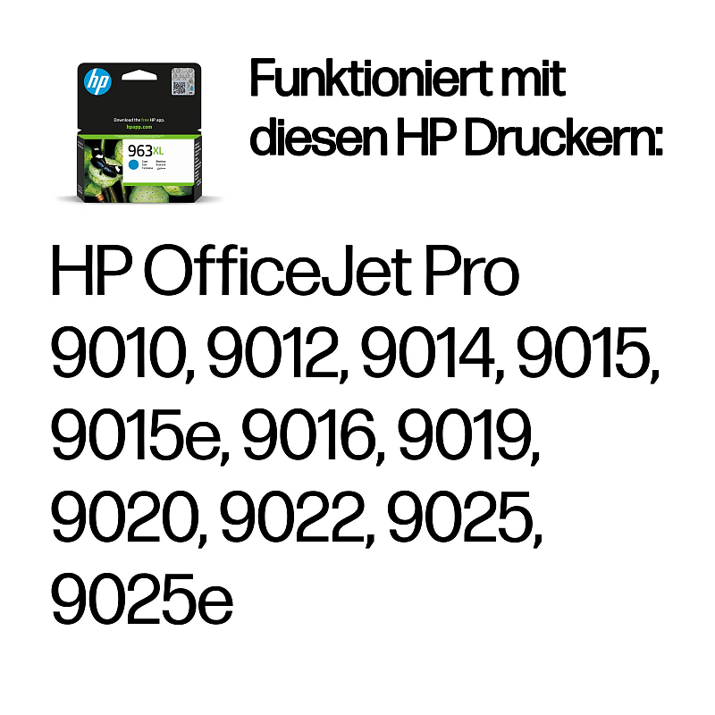 HP 963XL Cyan Original Druckerpatrone mit hoher Reichweite