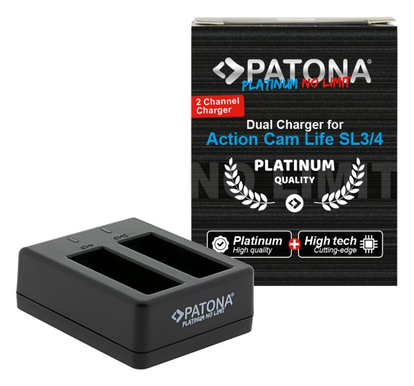 PATONA Platinum Dual Ladegerät für Action Cam Life SL3 und SL4
