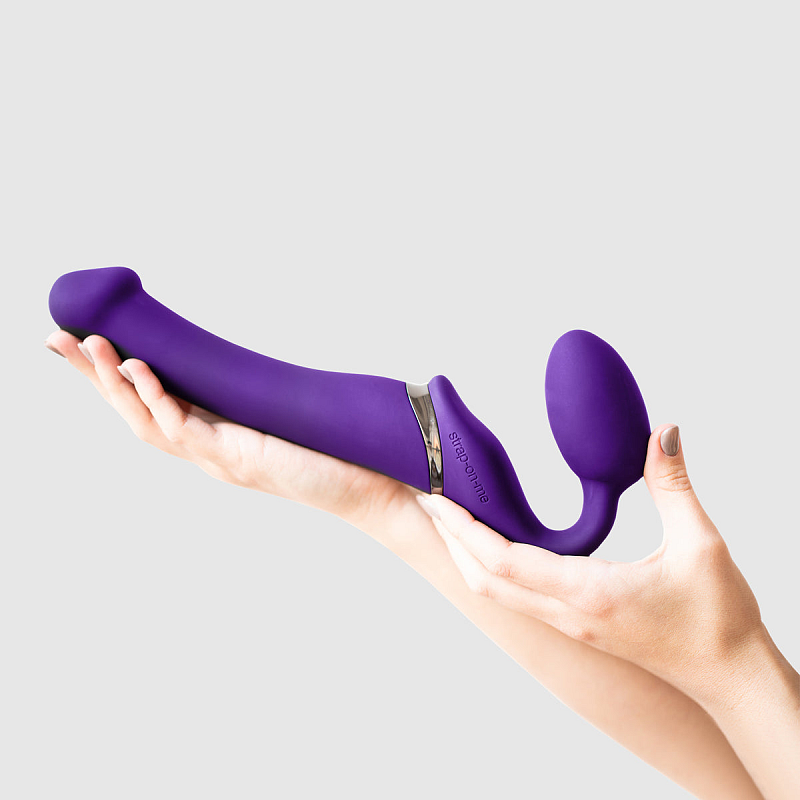 Strap-on-me Vibrating Remote Controlled 3 Motors Fantasie-Dildo Analverkehr, Vaginaler Sex Violett Silikon 158 mm 3,7 cm