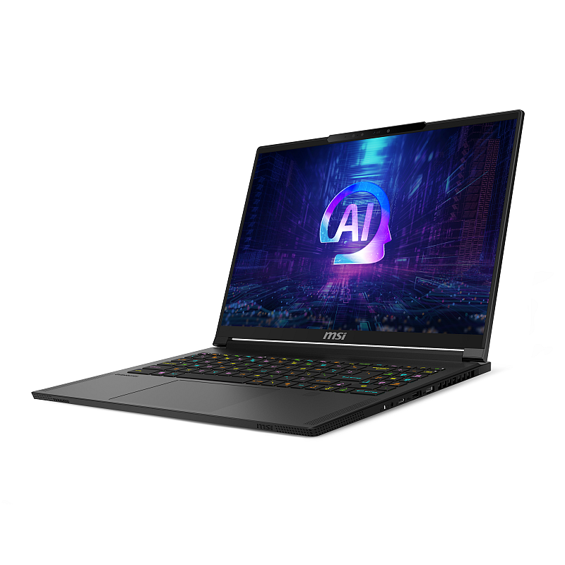 MSI Stealth A16 AI+ A3XWIG-043 AMD Ryzen AI 9 HX 370 Laptop 40,6 cm (16") Quad HD+ 32 GB LPDDR5x-SDRAM 2 TB SSD NVIDIA GeForce RTX 5080 Wi-Fi 7 (802.11be) Windows 11 Home Schwarz