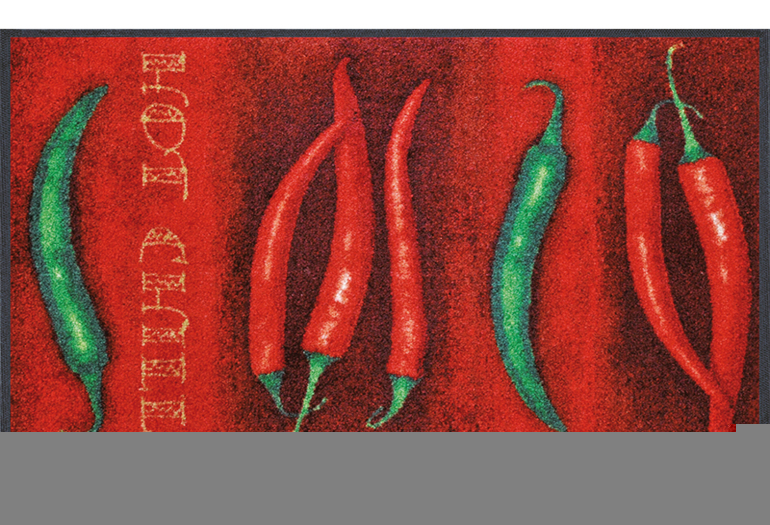 wash+dry Hot Chili Dekorative Fußmatte Drinnen Rechteckig Grün, Rot