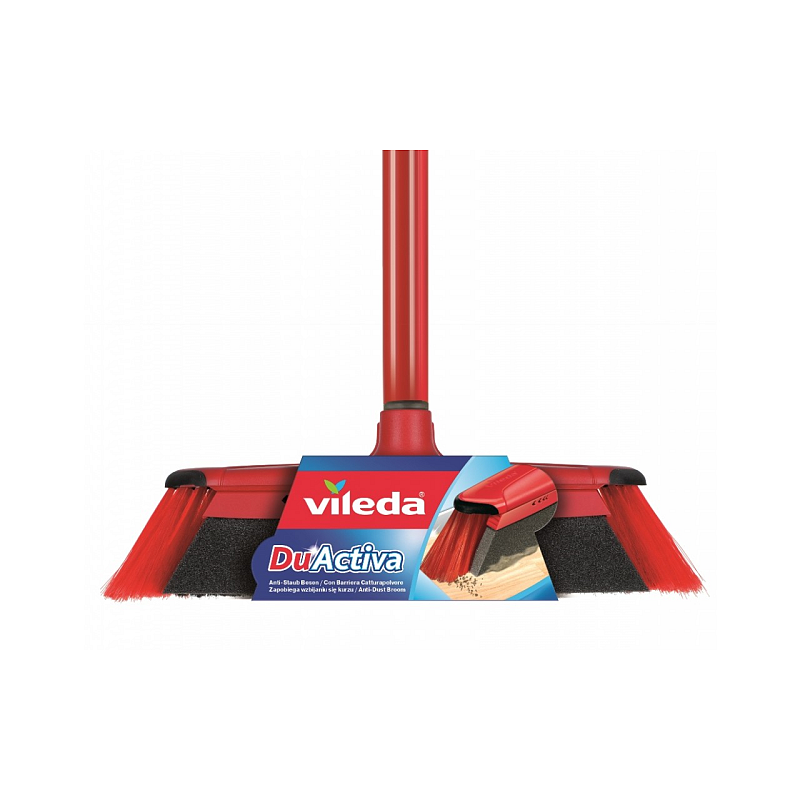 Vileda 143703 Besen Drinnen Weiche/harte Borste Polyethylenterephthalat, Gummi Schwarz, Grau, Rot