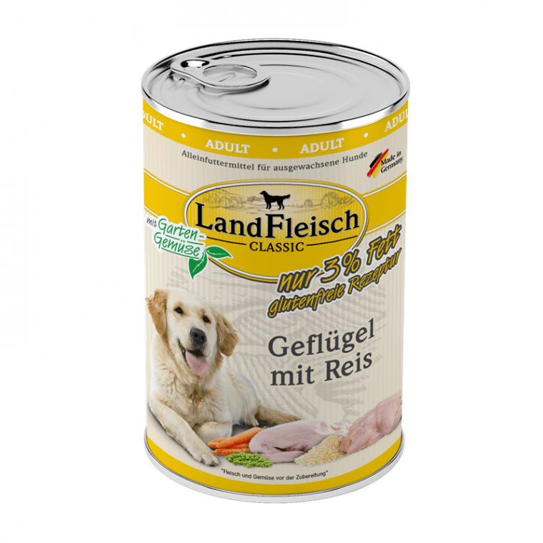Landfleisch 9115880 Hunde-Dosenfutter Geflügel, Reis, Gemüse Adult 400 g
